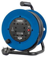 Load image into Gallery viewer, Draper 50M/13A CABLE IND CABLE REEL 02120 230V Four Socket Industrial Cable Reels