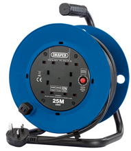 Load image into Gallery viewer, Draper 25M/13A CABLE IND CABLE REEL 02121 230V Four Socket Industrial Cable Reels