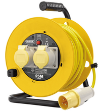 Load image into Gallery viewer, Draper DRAPER CABLE REEL 25MTR 110V . 02124 110V Twin Socket Cable Reel (25M)