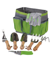 Load image into Gallery viewer, Draper 8PC TOOL/SEC SET WOODEN HANDLE 08997 Stainless Steel Garden Tool Set with Storage Bag (8 Piece)