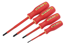 Load image into Gallery viewer, Draper SET OF 4 INSULATED S/DRIVERS 46539 46539 VDE Approved Fully Insulated Soft Grip Screwdriver Set (4 Piece)