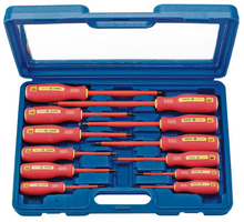 Load image into Gallery viewer, Draper SET OF 12 INSULATED S/DRIVERS 46541 46541 VDE Approved Fully Insulated Soft Grip Screwdriver Set (12 Piece)