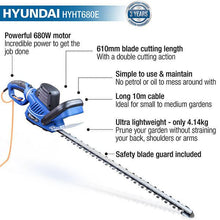 Load image into Gallery viewer, Hyundai HYHT680E Electric Hedge Trimmer 680W 610mm Corded Hedge Cutter Garden Trimmer