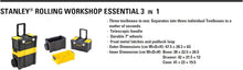 Load image into Gallery viewer, Stanley Essential Rolling Workshop Tool Box Mobile Storage Organiser STST1-80151