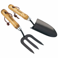 Load image into Gallery viewer, Draper FORK & TROWEL SET CARBON/ASH 83776 Carbon Steel Heavy Duty Hand Fork and Trowel Set With Ash Handles (2 Piece)