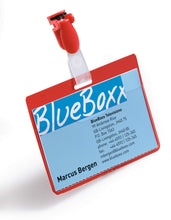 Load image into Gallery viewer, Durable Clip Name Tag ID Badge Card Holders + Inserts | 50 Pack | 54x90mm