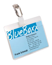 Load image into Gallery viewer, Durable Clip Name Tag ID Badge Card Holders + Inserts | 50 Pack | 54x90mm