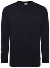 Load image into Gallery viewer, JCB WORKWEAR BANNER LONG SLEEVE T-SHIRT NAVY BLUE GREY | ALL SIZES