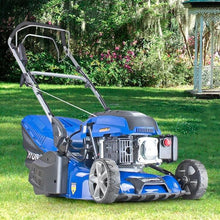 Load image into Gallery viewer, Hyundai HYM430SPER Petrol Lawn Mower 139cc 17"/43cm Electric Start Self Propelled Rear Roller Garden Mower