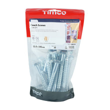 Load image into Gallery viewer, TIMCO Coach Screws Hex Head Silver - 12.0 x 100 TIMbag OF 20 - 12100CSCB