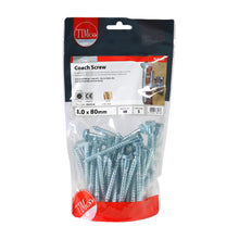 Load image into Gallery viewer, TIMCO Coach Screws Hex Head Silver - 8.0 x 80 TIMbag OF 48 - 0880CSCB