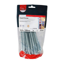 Load image into Gallery viewer, TIMCO Coach Screws Hex Head Silver - 10.0 x 100 TIMbag OF 28 - 10100CSCB
