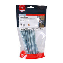 Load image into Gallery viewer, TIMCO Coach Screws Hex Head Silver - 10.0 x 150 TIMbag OF 18 - 10150CSCB