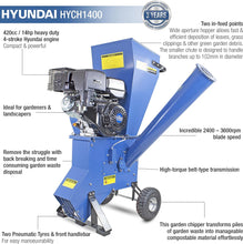 Load image into Gallery viewer, Hyundai 420cc 102mm Petrol 4-Stroke Garden Wood Chipper Shredder Mulcher | HYCH1400