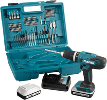 Load image into Gallery viewer, Makita HP488DAEX1 18V G-Series Combi Drill 2x Batteries Charger 74 Piece Bit Set