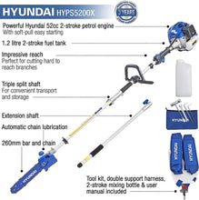 Load image into Gallery viewer, Hyundai 52cc Long Reach Petrol Pole Saw/Pruner/Chainsaw | HYPS5200X