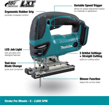 Load image into Gallery viewer, Makita DJV180ZX 18V LXT Cordless Top Handle Jigsaw with 6 Blades Set