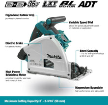 Load image into Gallery viewer, Makita DSP600ZJ (36V) Twin 18V Li-Ion LXT Brushless 165mm Plunge Cut Saw Supplied In A Makpac Case - Batteries And Charger Not Included