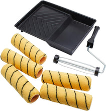 Load image into Gallery viewer, ProDec 7 piece Paint Roller Set 5x Medium Pile Woven Rollers Cage Frame Tray
