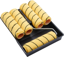 Load image into Gallery viewer, ProDec 7 piece Paint Roller Set 5x Medium Pile Woven Rollers Cage Frame Tray