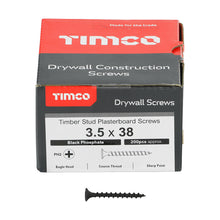 Load image into Gallery viewer, TIMCO Drywall Coarse Thread Bugle Head Black Screws - 3.5 x 25 Box OF 1000 - 00025DRYC