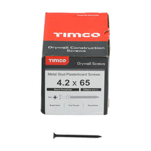 Load image into Gallery viewer, TIMCO Drywall Fine Thread Bugle Head Black Screws - 4.2 x 65 Box OF 200 - 00065DRYS