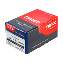 Load image into Gallery viewer, TIMCO Twin-Threaded Countersunk Silver Woodscrews - 8 x 1 Box OF 200 - 00081CWZ