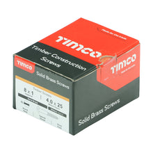 Load image into Gallery viewer, TIMCO Solid Brass Round Head Woodscrews - 8 x 1 Box OF 200 - 00081RBS