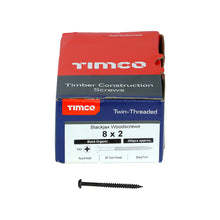 Load image into Gallery viewer, TIMCO Twin-Threaded Round Head Black Woodscrews - 6 x 1 Box OF 200 - 00061BJC