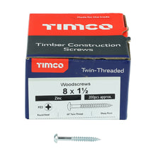 Load image into Gallery viewer, TIMCO Twin-Threaded Round Head Silver Woodscrews, All sizes,200pcs
