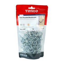Load image into Gallery viewer, TIMCO Twin-Threaded Countersunk Silver Woodscrews - 8 x 11/4 TIMbag OF 390 - 08114CWZB