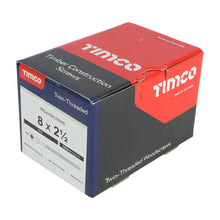 Load image into Gallery viewer, TIMCO Twin-Threaded Countersunk Silver Woodscrews - 8 x 2 1/2 Box OF 200 - 08212CWZ