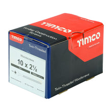 Load image into Gallery viewer, TIMCO Twin-Threaded Countersunk Silver Woodscrews - 10 x 2 1/2 Box OF 200 - 10212CWZ