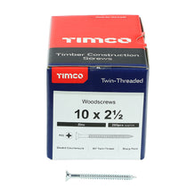 Load image into Gallery viewer, TIMCO Twin-Threaded Countersunk Silver Woodscrews - 10 x 2 1/2 Box OF 200 - 10212CWZ