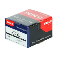 Load image into Gallery viewer, TIMCO Twin-Threaded Countersunk Silver Woodscrews - 12 x 1 1/4 Box OF 200 - 12114CWZ