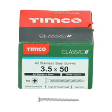 Load image into Gallery viewer, TIMCO Classic Multi-Purpose Countersunk A2 Stainless Steel Woodcrews - 3.5 x 50 Box OF 200 - 35050CLASS