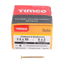 Load image into Gallery viewer, TIMCO Solo Countersunk Gold Woodscrews - 3.5 x 50 Box OF 200 - 35050SOLOC