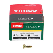 Load image into Gallery viewer, TIMCO Classic Multi-Purpose Countersunk Gold Woodscrews - 4.0 x 16 Box OF 200 - 40016CLAF