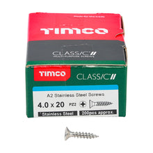 Load image into Gallery viewer, TIMCO Classic Multi-Purpose Countersunk A2 Stainless Steel Woodcrews - 4.0 x 20 Box OF 200 - 40020CLASS