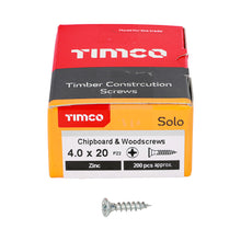 Load image into Gallery viewer, TIMCO Solo Countersunk Silver Woodscrews - 4.0 x 20 Box OF 200 - 40020SOLOZ