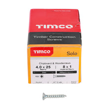 Load image into Gallery viewer, TIMCO Solo Countersunk Silver Woodscrews - 4.0 x 25 Box OF 200 - 40025SOLOZ