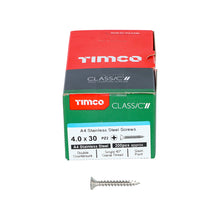 Load image into Gallery viewer, TIMCO Classic Multi-Purpose Countersunk A4 Stainless Steel Woodcrews - All Sizes
