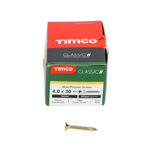 Load image into Gallery viewer, TIMCO Classic Multi-Purpose Countersunk Gold Woodscrews - 4.0 x 30 Box OF 200 - 40030CLAF