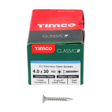 Load image into Gallery viewer, TIMCO Classic Multi-Purpose Countersunk A2 Stainless Steel Woodcrews - 3.0 x 12 Box OF 200 - 30012CLASS