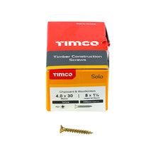 Load image into Gallery viewer, TIMCO Solo Countersunk Gold Woodscrews - 4.0 x 30 Box OF 200 - 40030SOLOC