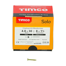 Load image into Gallery viewer, TIMCO Solo Countersunk Gold Woodscrews - 4.0 x 30 Box OF 1000 - 40030SOLOIND