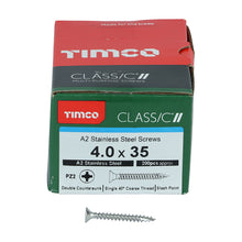 Load image into Gallery viewer, TIMCO Classic Multi-Purpose Countersunk A2 Stainless Steel Woodcrews - 4.0 x 35 Box OF 200 - 40035CLASS