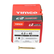 Load image into Gallery viewer, TIMCO C2 Clamp-Fix Multi-Purpose Premium Countersunk Gold Woodscrews - 4.0 x 50 Box OF 200 - 40050C2C