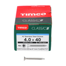 Load image into Gallery viewer, TIMCO Classic Multi-Purpose Countersunk A2 Stainless Steel Woodcrews - 4.0 x 40 Box OF 200 - 40040CLASS