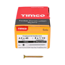 Load image into Gallery viewer, TIMCO Solo Countersunk Gold Woodscrews - 4.0 x 40 Box OF 200 - 40040SOLOC